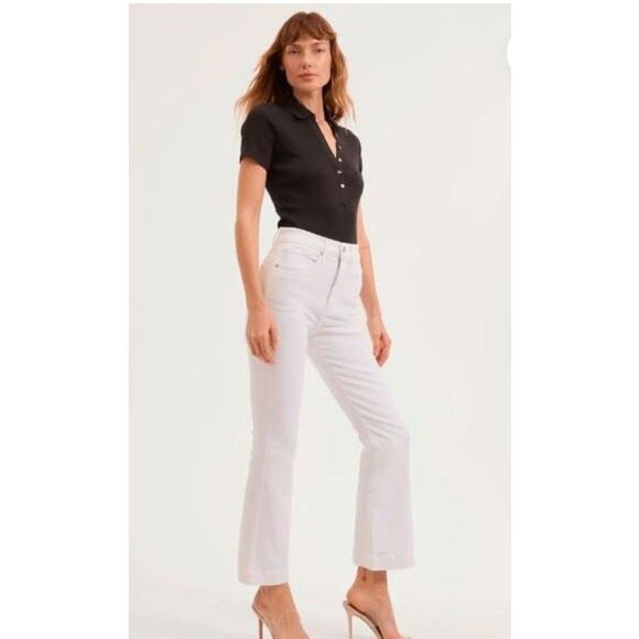NWT Veronica Beard Carson High Rise Ankle Flare Jeans Sz 27 NWT 278 White IRRG - Picture 1 of 7